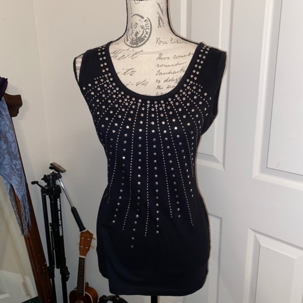 🔥NEW!!🔥, 100% cotton black tank, silver accents